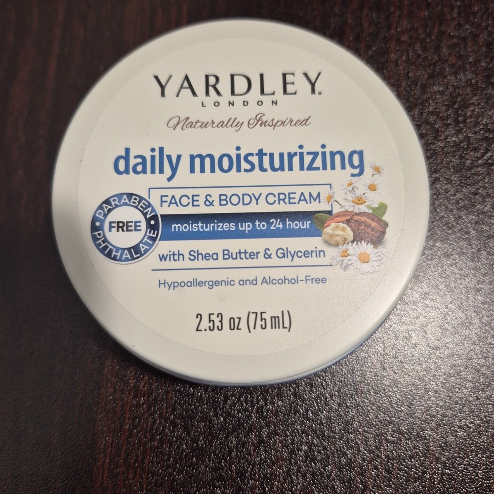 Yardley Daily Moisturizing Face & Body Cream 2.53 oz Shea Butter Paraben Free